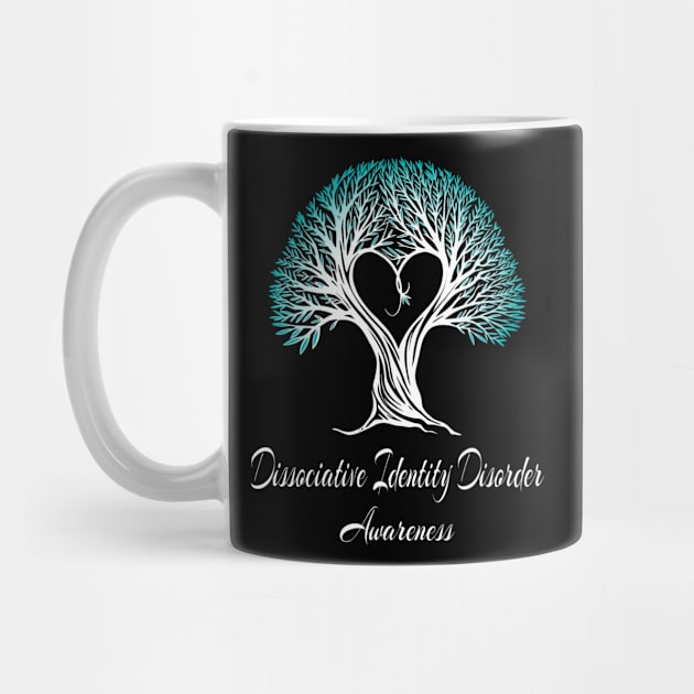 Dissociative Identity Disorder Awareness Teal Ribbon Tree With Heart by MerchAndrey